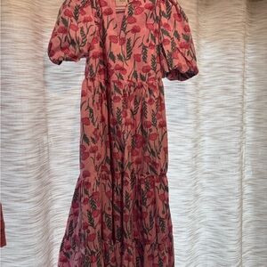 Tuckernuck Rose Pink Floral Puff-Sleeve Maxi Dress